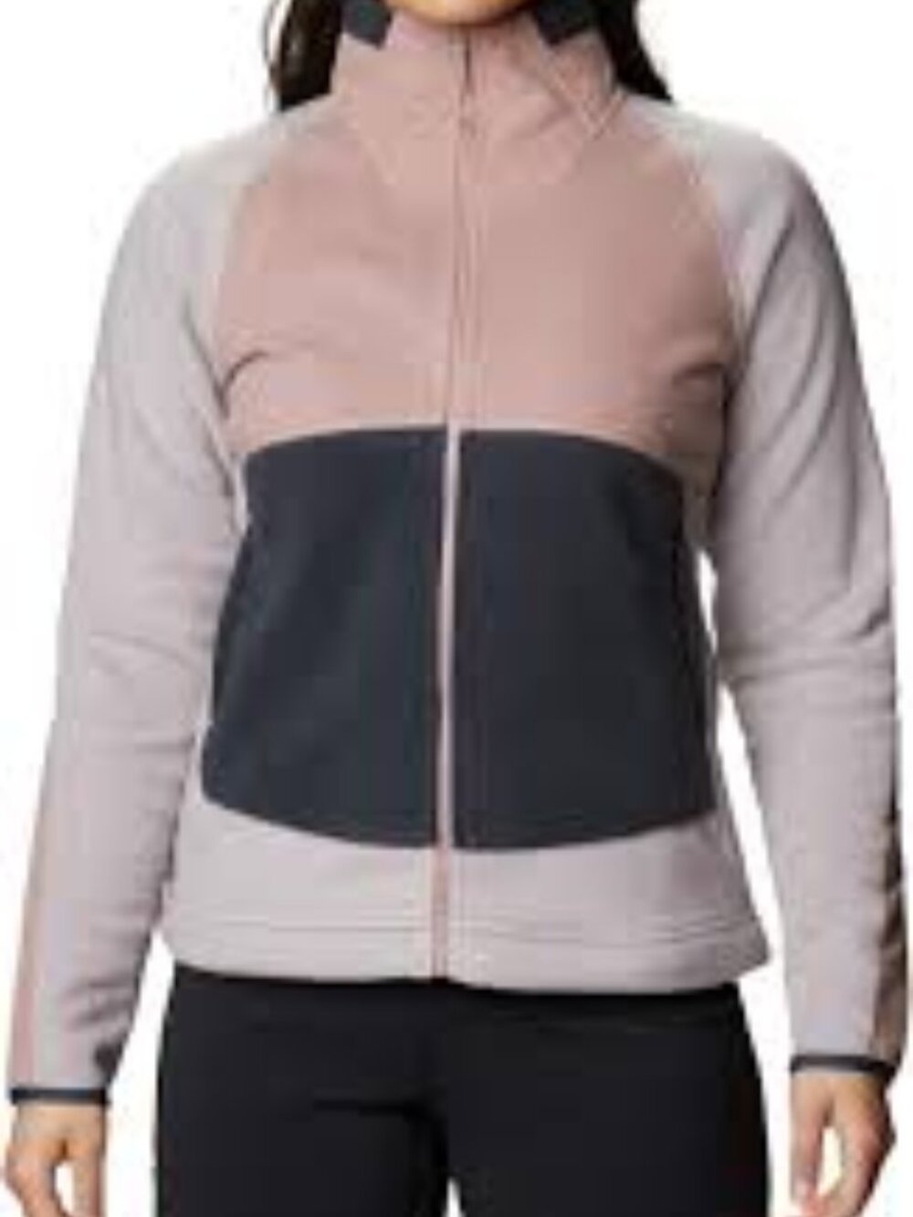 Mountain Hardwear Women's Colorblock Fleece Jacket in Pink & Charcoal Gray